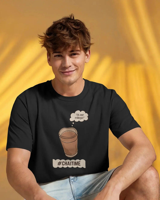 Chat Time T-Shirt – #ChatTime Chai Lover Graphic Unisex Cotton Tee | Everyday Desi Vibes - House of ViDi