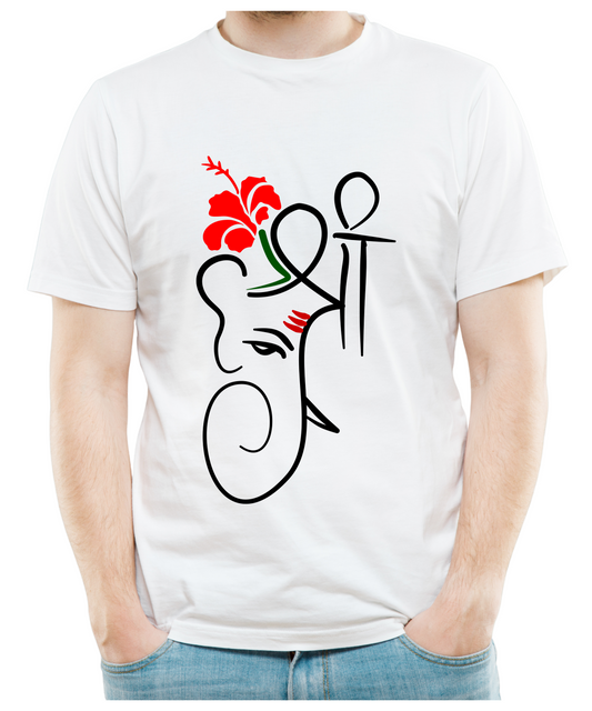 Shree Ganesh Abstract Line Art T-shirt – Minimalist Marathi Divine Design - House of ViDi