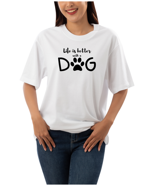 Life is Better with a Dog T-Shirt | Cute Dog Paw Print Tee for Pet Lovers - House of ViDi