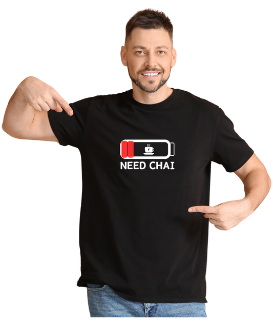 Need Chai – Unisex Round Neck Half Sleeve T-Shirt | Tea Lover Tee - House of ViDi