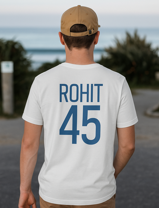 Rohit Sharma Tribute T-Shirt – White “Rohit 45” | Hitman & Mumbai Cha Raja | Test Cricket Retirement Special - House of ViDi