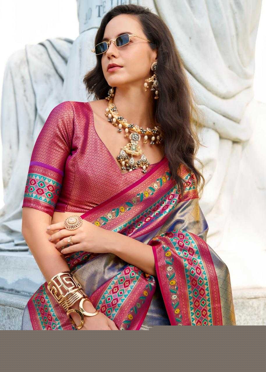 Tissue Silk Party Wear Saree | Elegant Weaving Border & Designer Pallu ✨ | Fancy Silk Saree for Festive Glamour (Lavender)