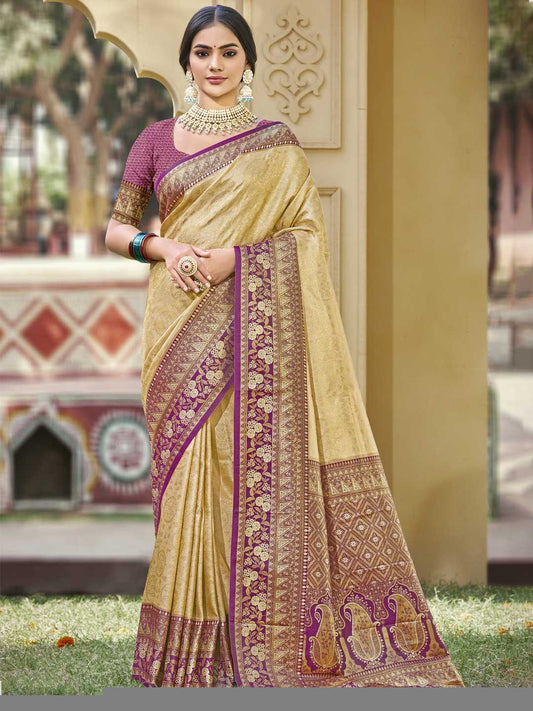 Banarasi Silk Saree | Designer Fancy Saree for Party, Festival & Wedding 🎉 (Brown)