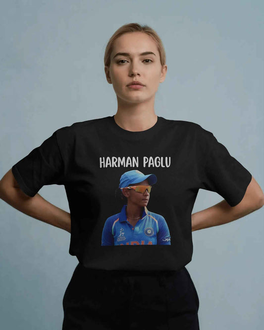 Harman Paglu Fan Jersey T-Shirt | Harmanpreet Kaur Inspired Cricket Fan Edition Unisex Tee