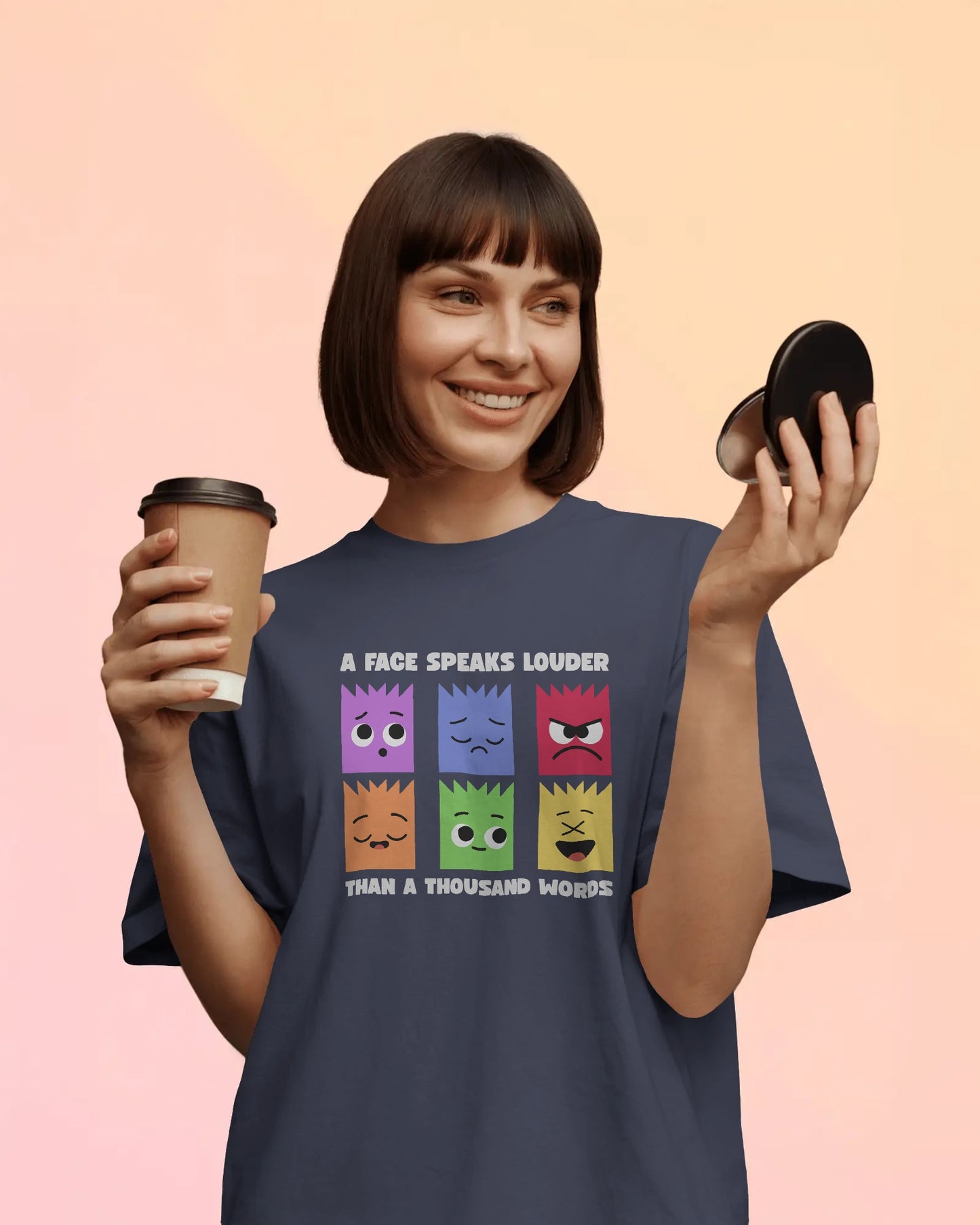 A Face Speaks Louder Oversized T-shirt | Emoji Expression Graphic Tee