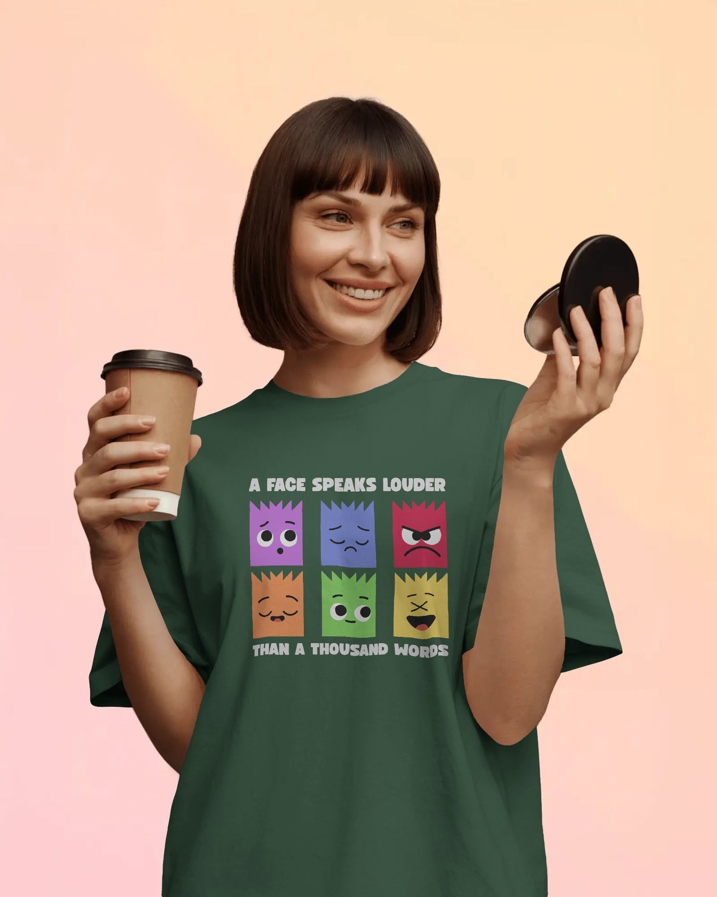 A Face Speaks Louder Oversized T-shirt | Emoji Expression Graphic Tee