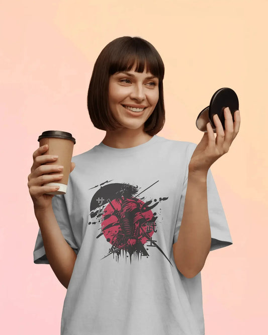 Samurai Blood Moon – Unisex Oversized T-Shirt | Fierce. Artistic. Iconic. - House of ViDi