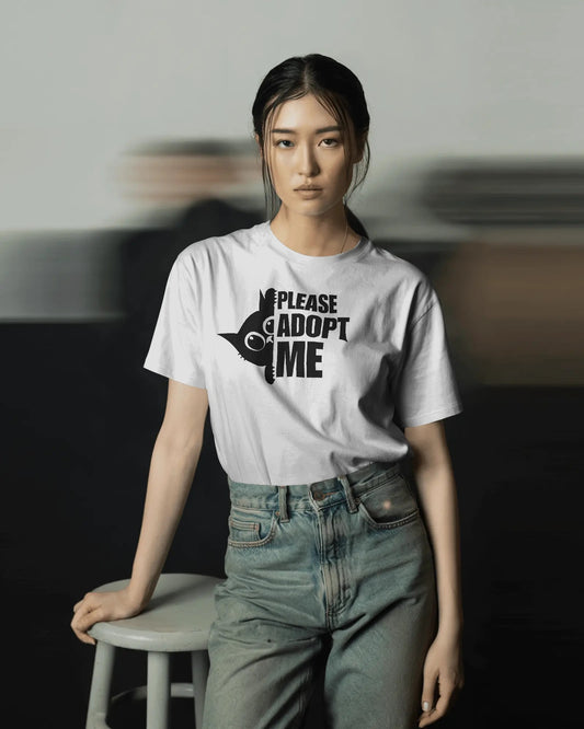 Please Adopt Me T-Shirt – Cute Cat Graphic Unisex Cotton Tee | Classic Everyday Wear