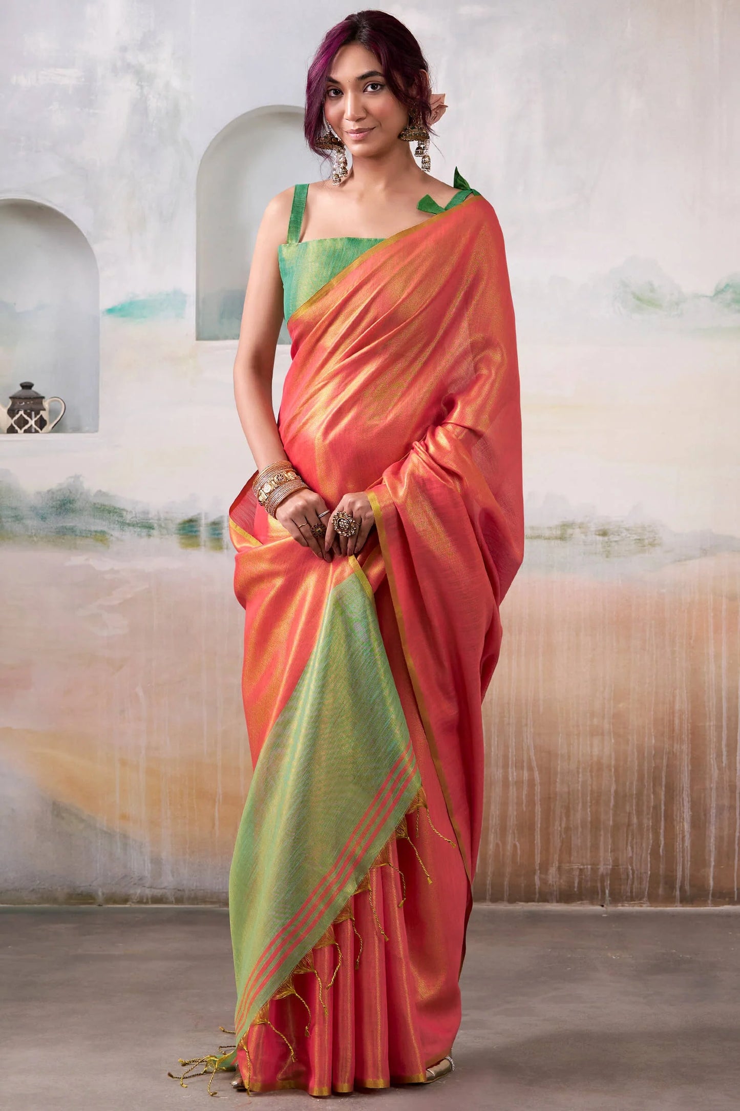 Pink Pure Handloom Tissue Silk Saree – Premium Designer Festive Wear Ensemble