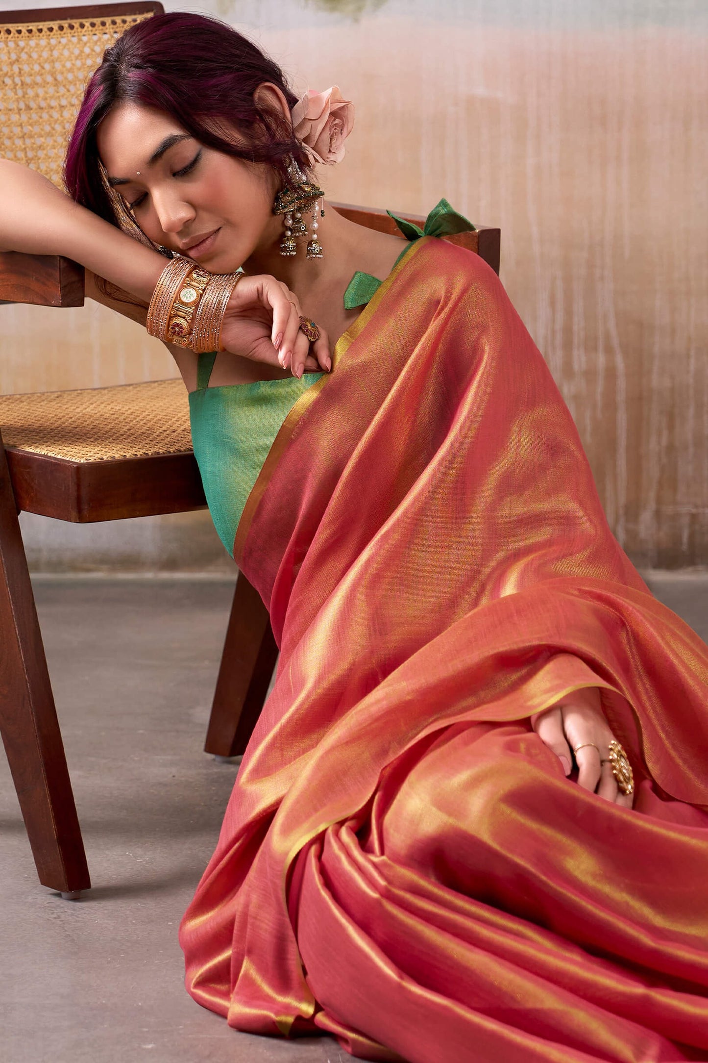 Pink Pure Handloom Tissue Silk Saree – Premium Designer Festive Wear Ensemble