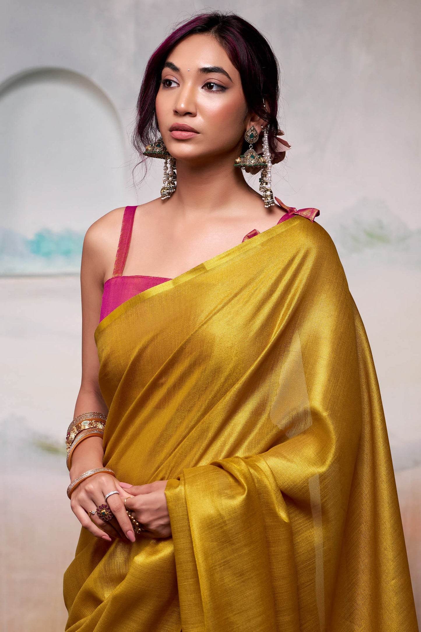 Yellow Pure Handloom Tissue Silk Saree – Premium Designer Festive Wear Ensemble