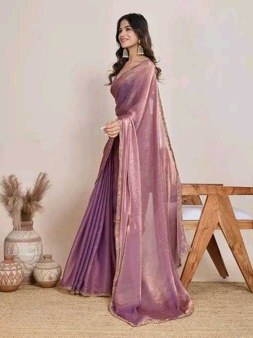 Premium Twill Net Party Wear Saree with Gold Lace Border