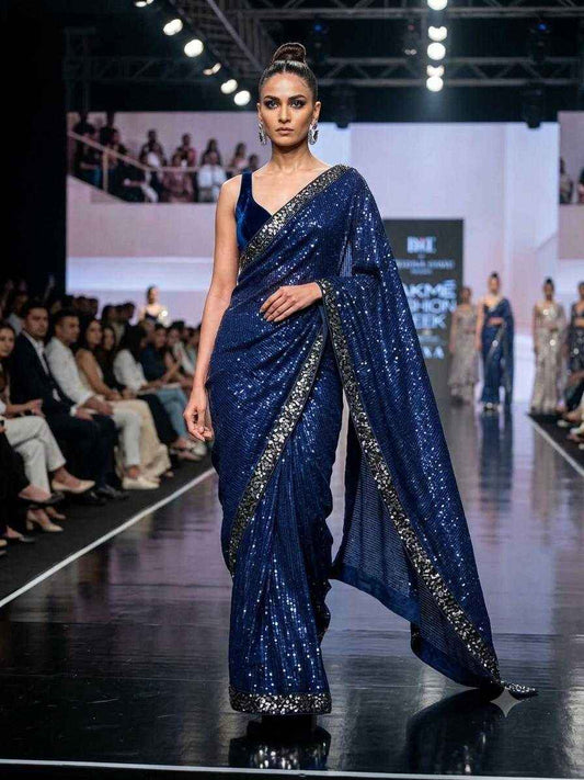 Premium Full Sequins Designer Saree with Silk Blouse