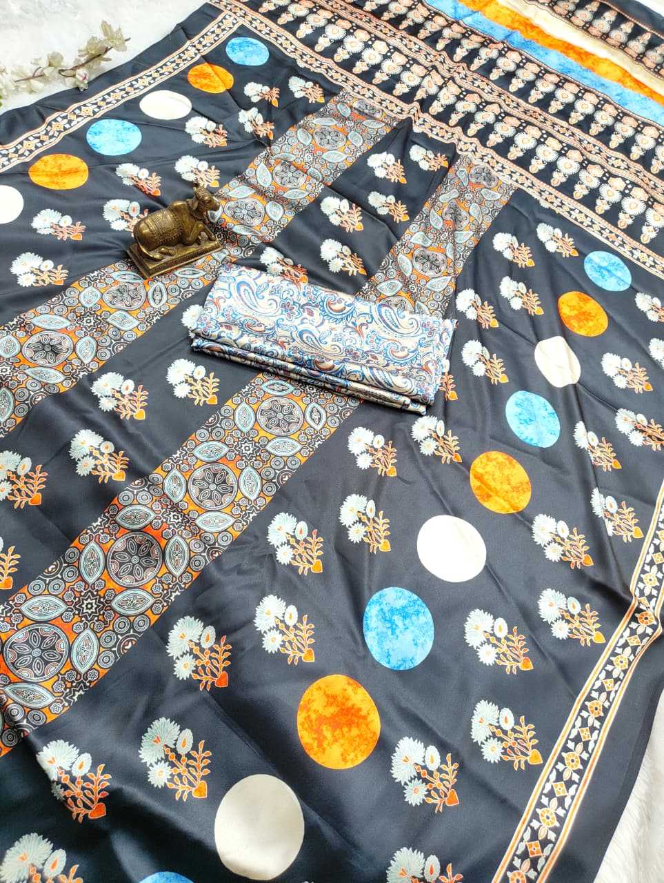 Premium Japan Satin Silk Semi Gajji Saree – Soft, Lightweight & Effortlessly Elegant