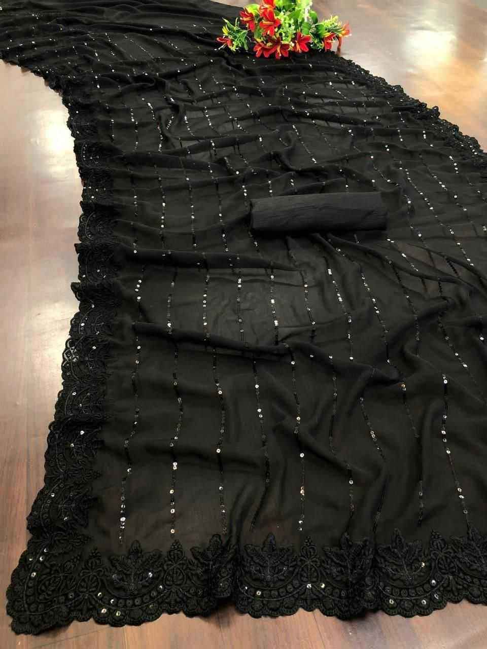 Priyanka Chopra Inspired Sequins Embroidered Georgette Saree