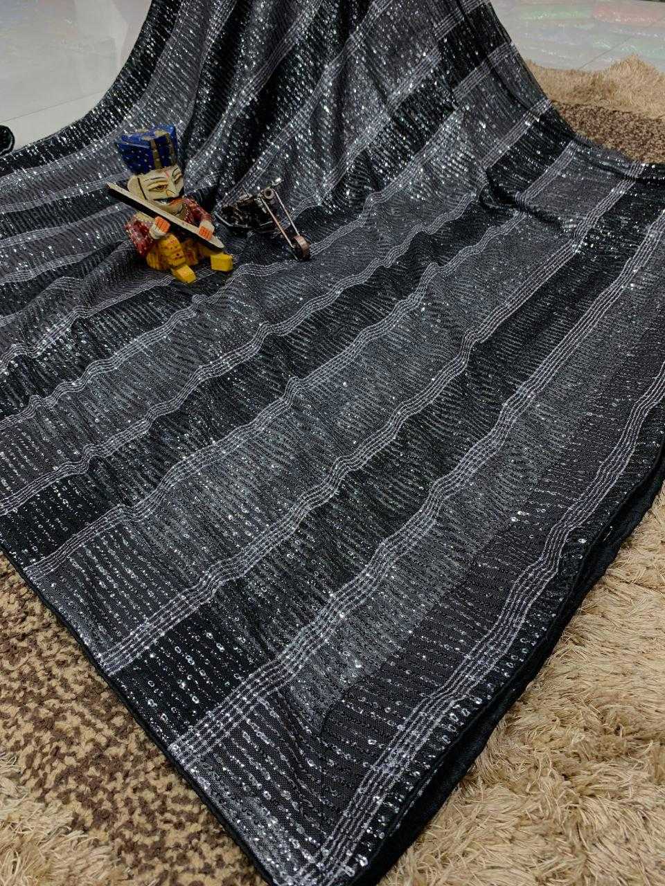 Shriya Saran Inspired Midnight Multicolor Sequin Designer Saree