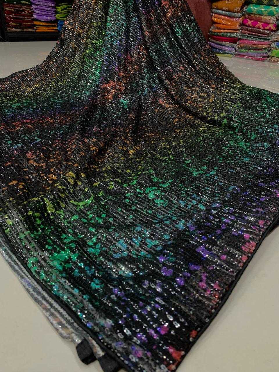 Janhvi Kapoor Inspired Premium Multicolor Sequin Party Wear Saree