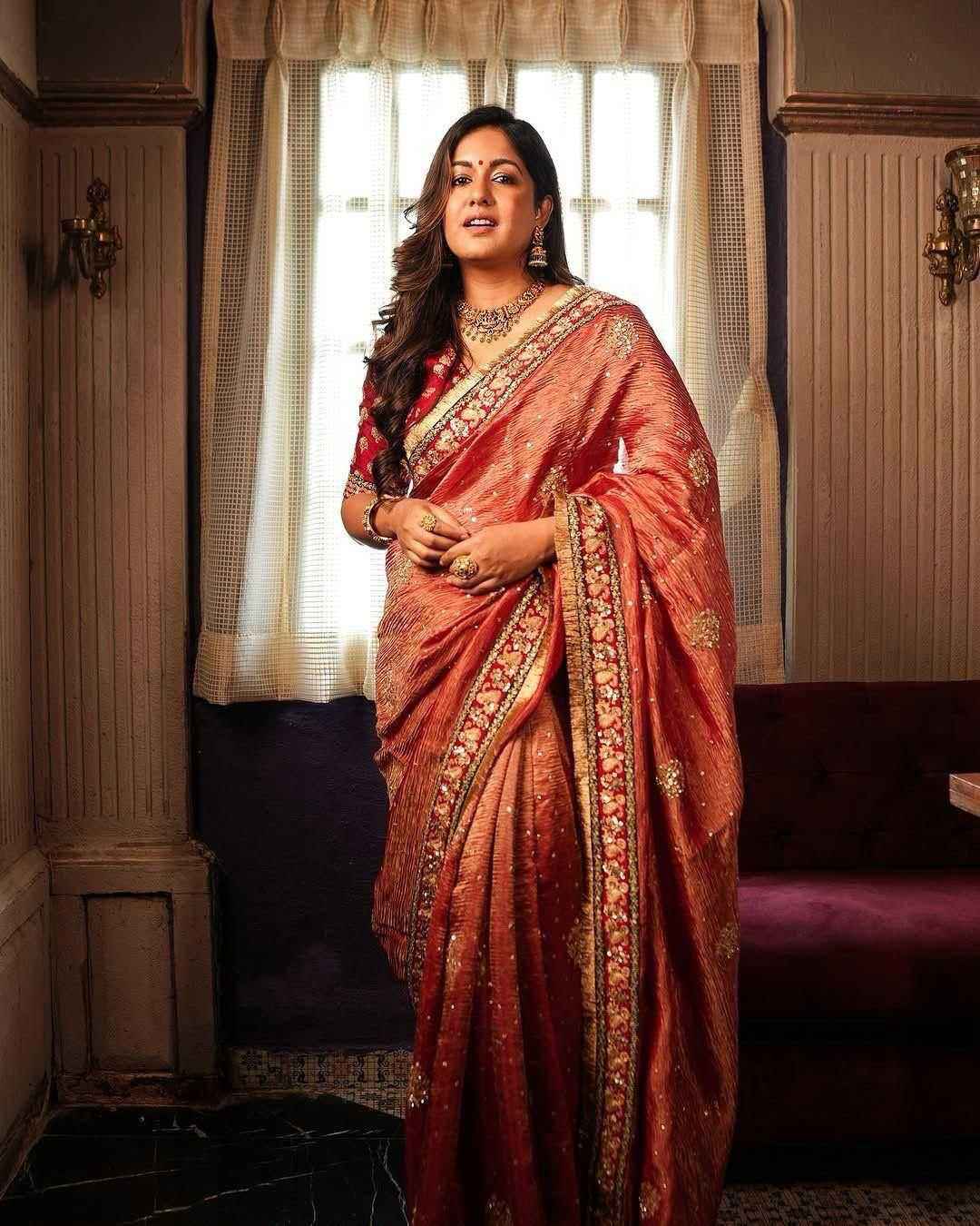 Premium Banarasi Crush Saree with Embroidery, Sequins & Coding Work