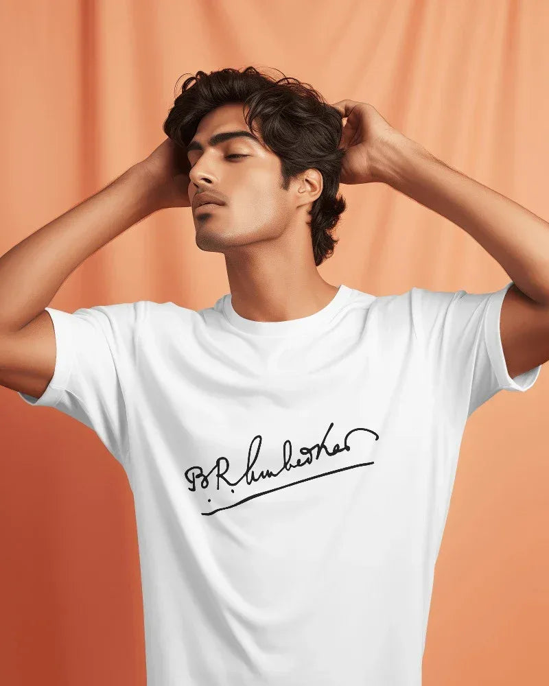 Dr. B.R. Ambedkar Signature Unisex Cotton T-Shirt - House of ViDi