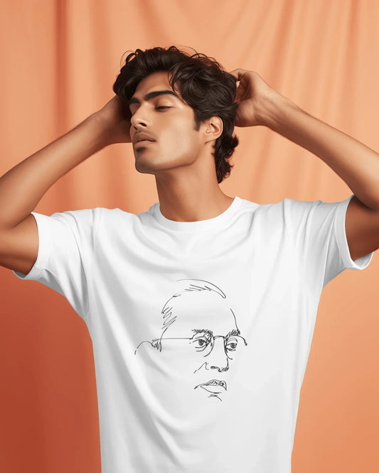 Dr. Babasaheb Ambedkar Line Art Unisex Cotton T-Shirt - House of ViDi