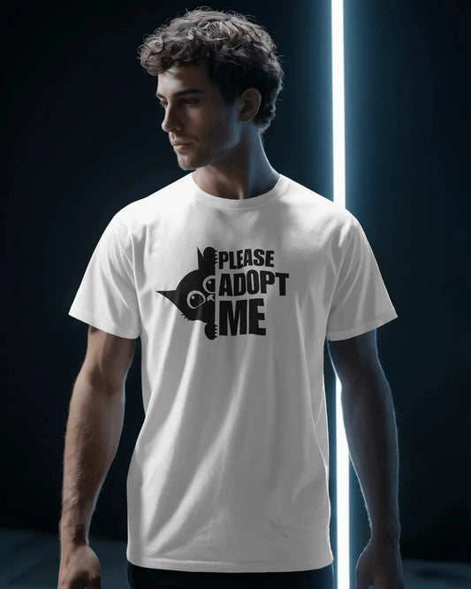Please Adopt Me T-Shirt – Cute Cat Graphic Unisex Cotton Tee | Classic Everyday Wear - House of ViDi