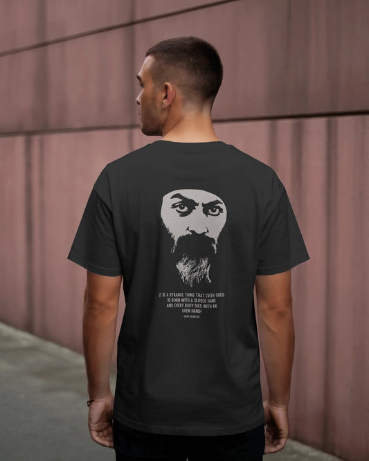Osho Quote Unisex T-shirt – “Born Closed, Die Open” Minimalist Spiritual Tee - Back Print