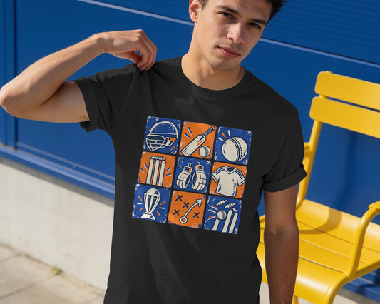 Cricket Lover Classic T-Shirt | Cricket Icons Graphic Tee