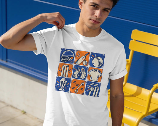 Cricket Lover Classic T-Shirt | Cricket Icons Graphic Tee