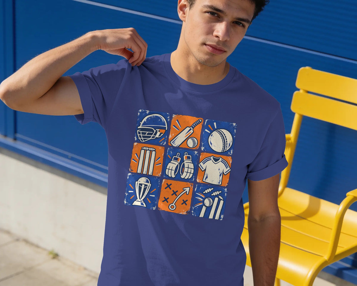 Cricket Lover Classic T-Shirt | Cricket Icons Graphic Tee