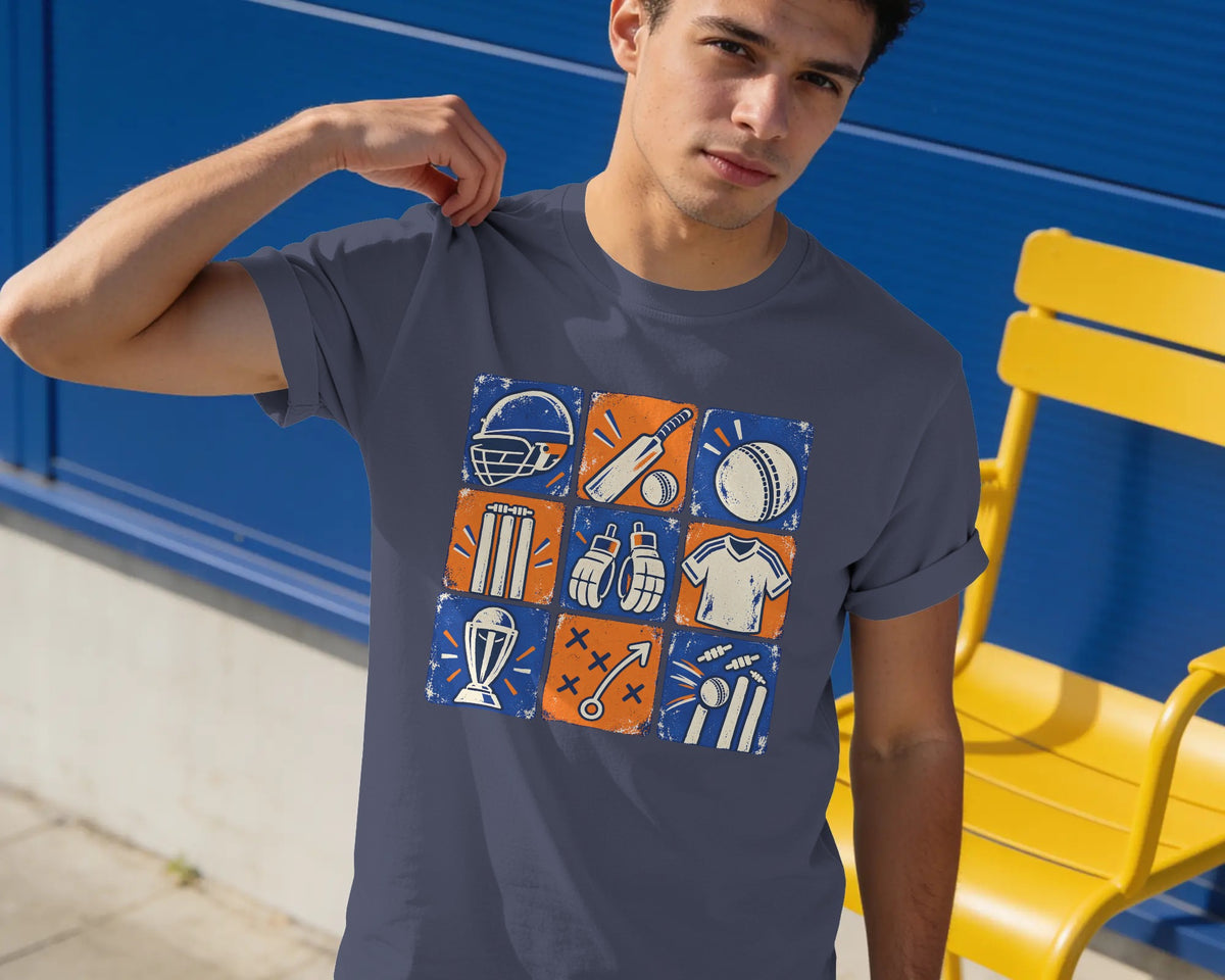 Cricket Lover Classic T-Shirt | Cricket Icons Graphic Tee