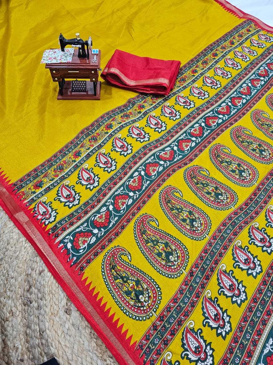 Red Dola Silk Kalamkari Inspired Designer Saree with Zari Woven Blouse - House of ViDi