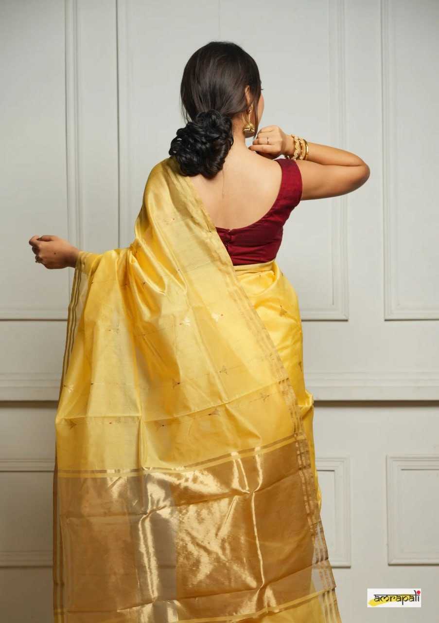 Soft Cotton Silk Saree with Jacquard Weaving & Rich Pallu – Elegant Festive Wear with Unstitched Blouse [Yellow] - House of ViDi