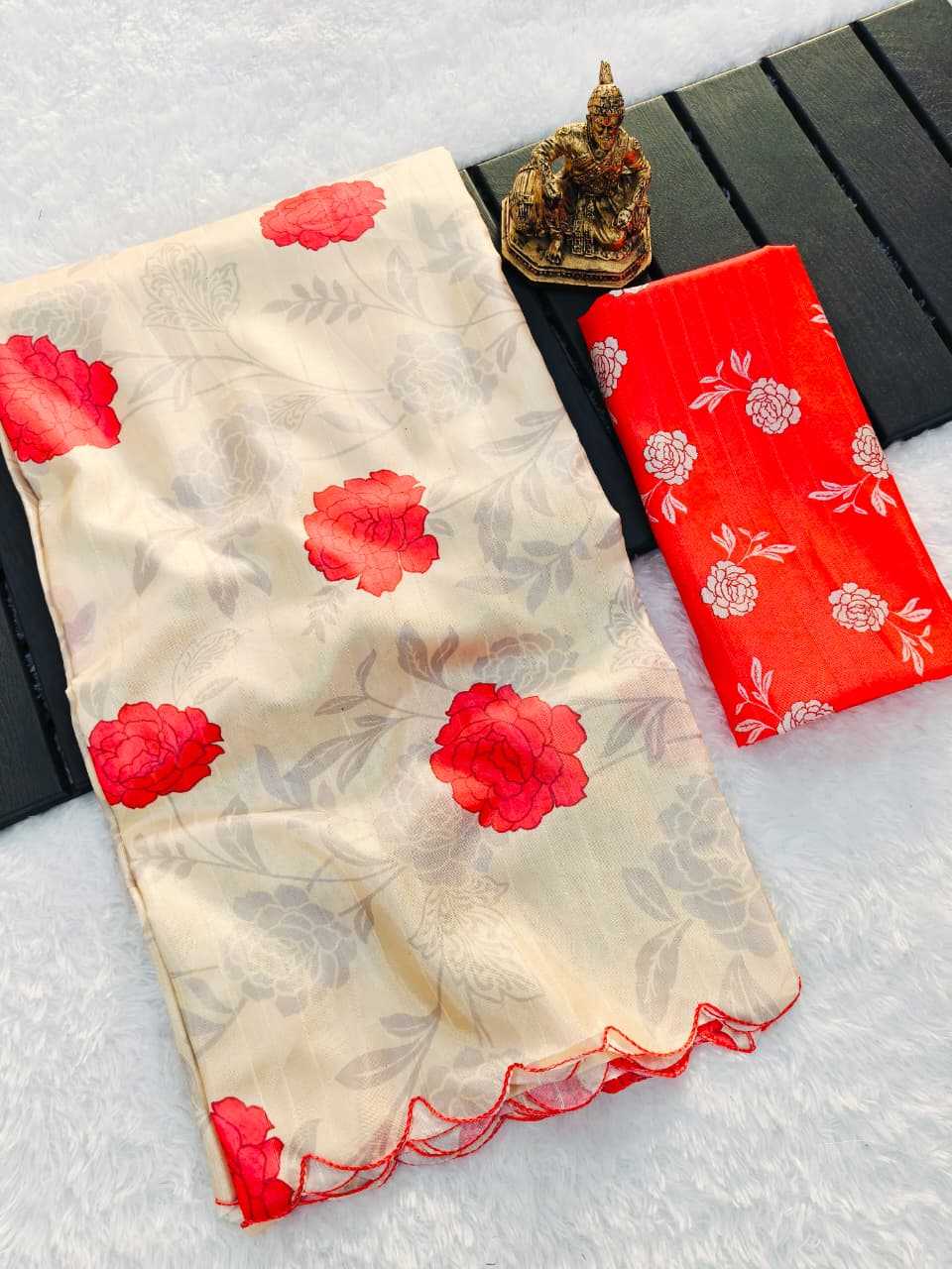 Tussar Silk Printed Saree with Floral Digital Print - House of ViDi