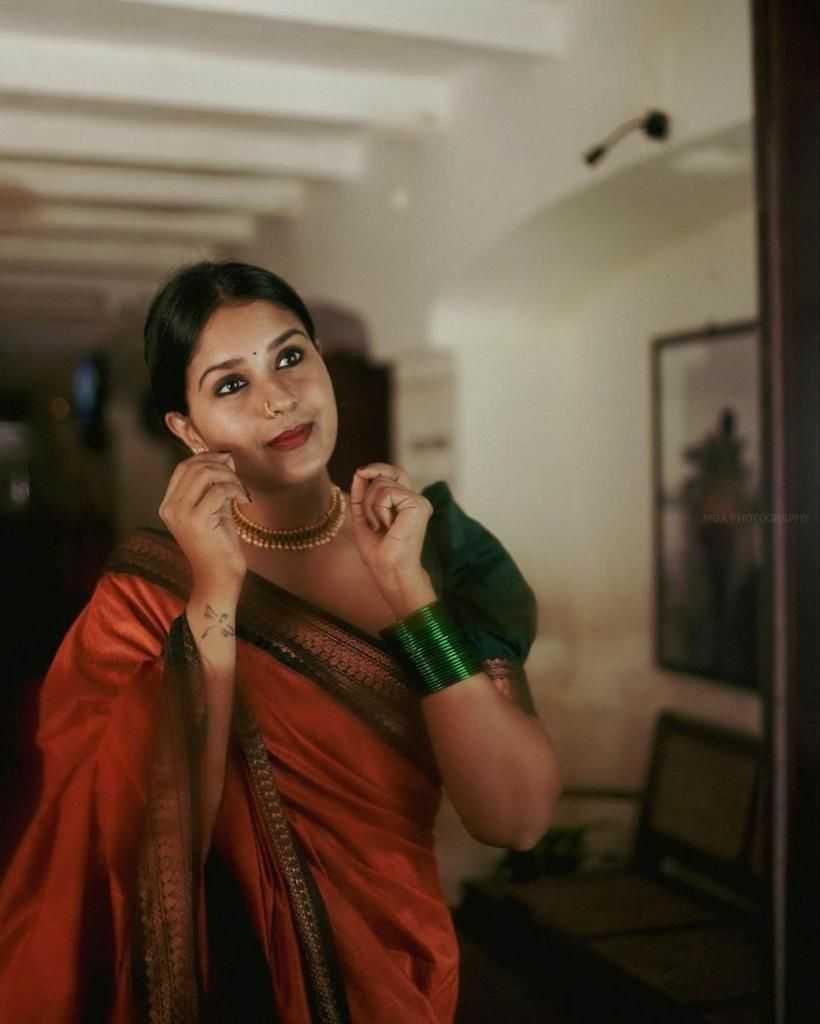 Orange Soft Lichi Silk Saree with Rich Pallu & All-Over Jacquard Weaving | Designer Traditional Silk Saree - House of ViDi