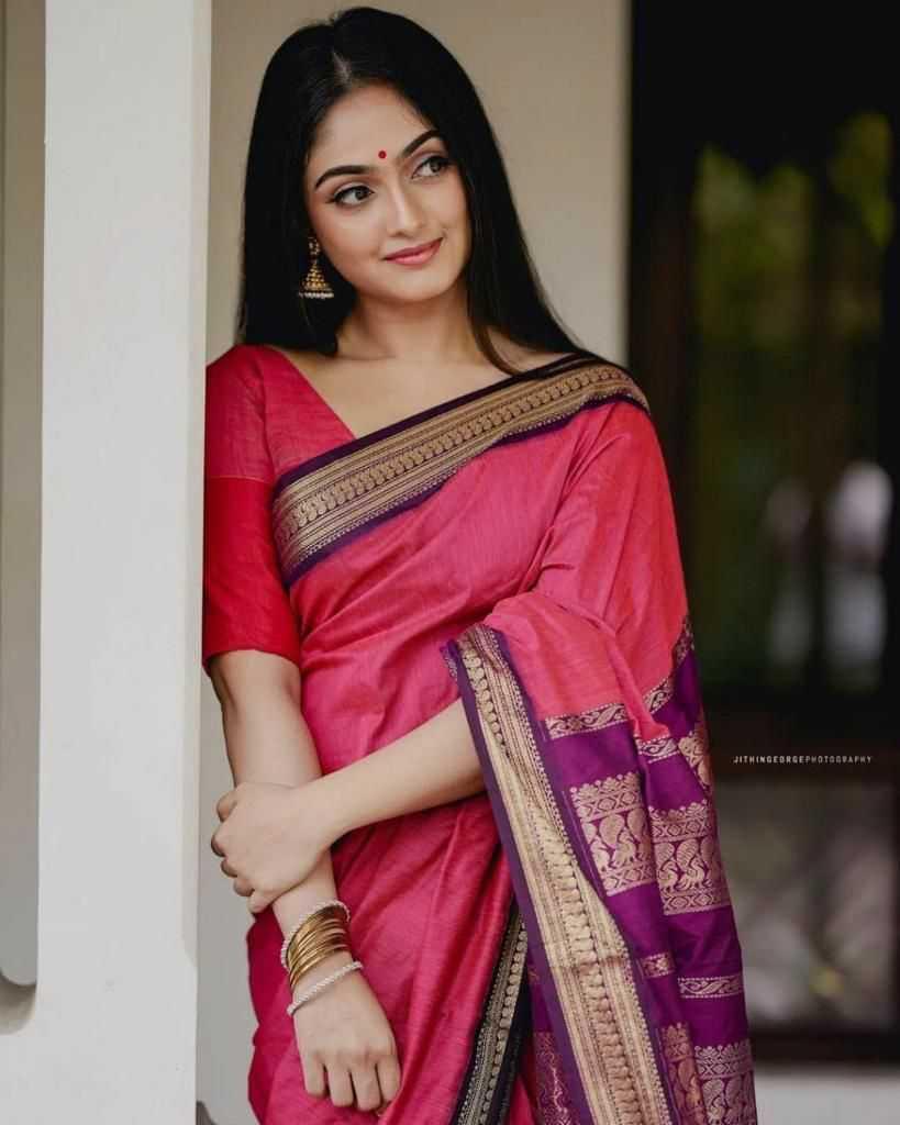 Rani Soft Lichi Silk Saree with Rich Pallu & All-Over Jacquard Weaving | Designer Traditional Silk Saree - House of ViDi