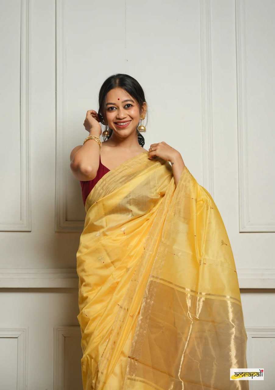 Soft Cotton Silk Saree with Jacquard Weaving & Rich Pallu – Elegant Festive Wear with Unstitched Blouse [Yellow] - House of ViDi