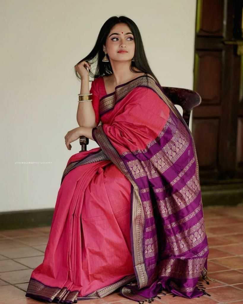 Rani Soft Lichi Silk Saree with Rich Pallu & All-Over Jacquard Weaving | Designer Traditional Silk Saree - House of ViDi