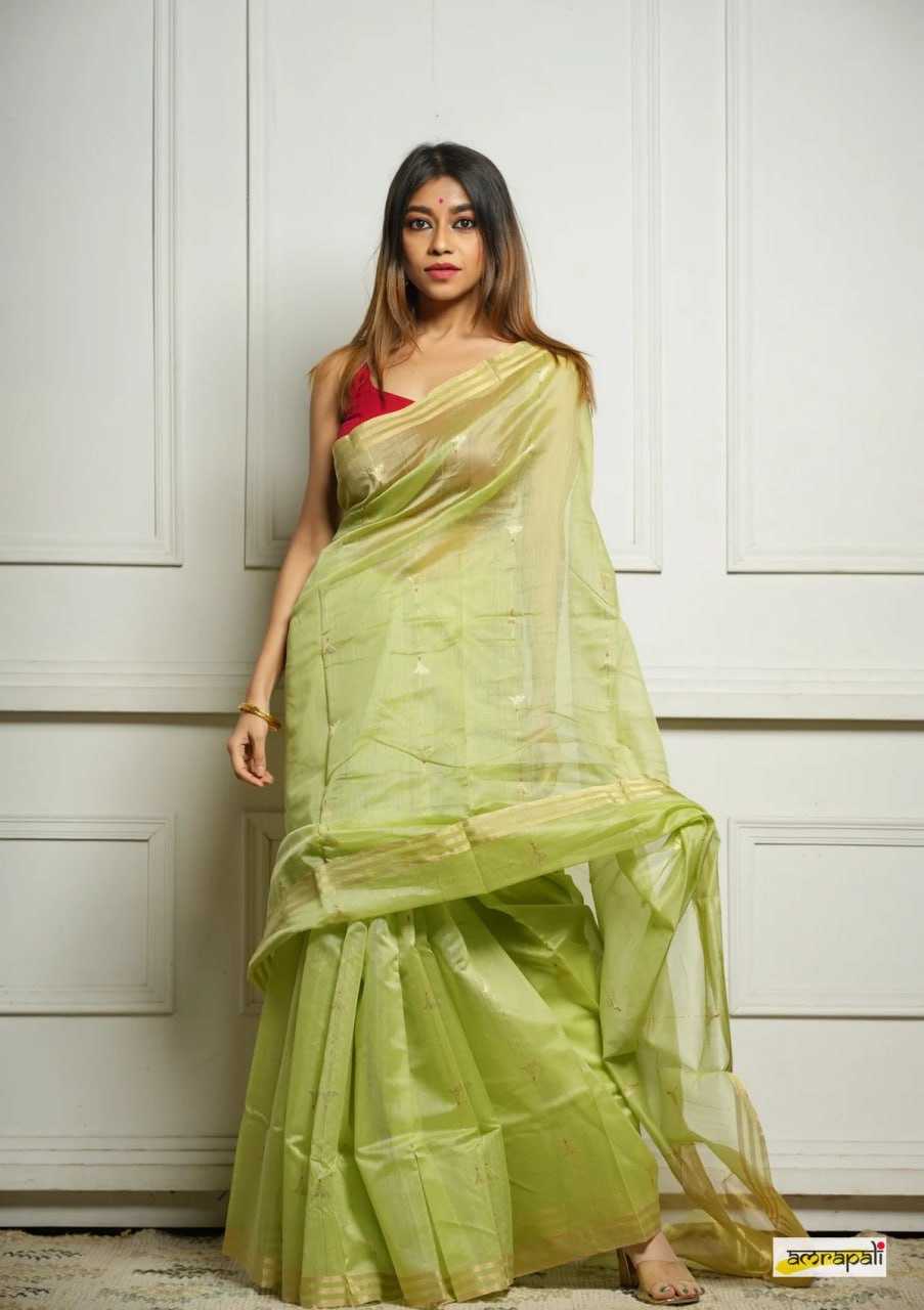 Soft Cotton Silk Saree with Jacquard Weaving & Rich Pallu – Elegant Festive Wear with Unstitched Blouse [Pista] - House of ViDi