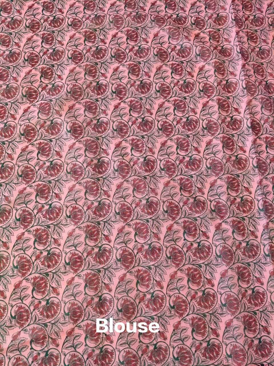 Printed Linen Festive Saree with Digital Blouse [Blush Pink] - House of ViDi