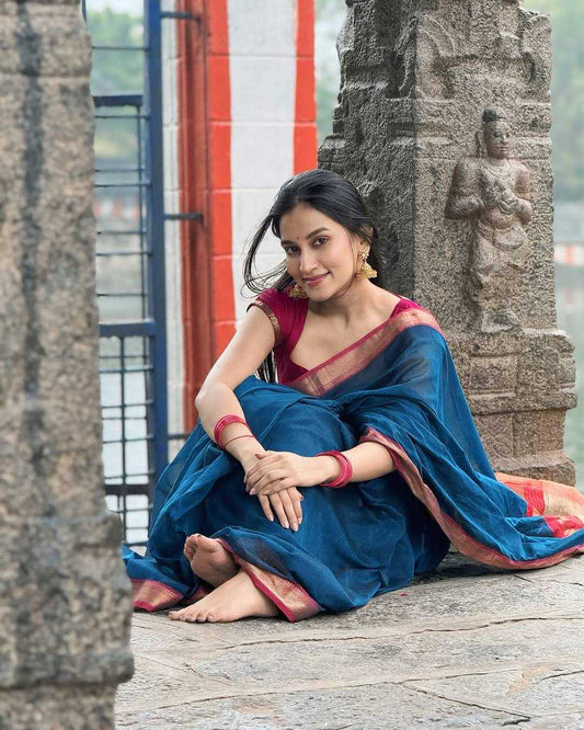 Soft Lichi Silk Saree with Rich Jacquard Weaving & Elegant Zahlars – Traditional Festive Wear