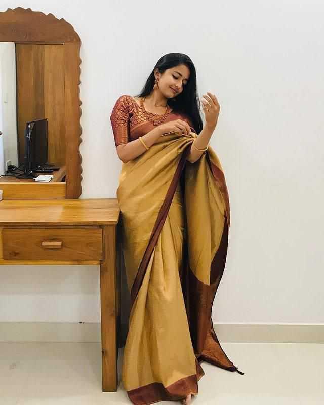 Brown Premium Soft Lichi Silk Saree with Rich Pallu & Jacquard Weaving | Designer Traditional Wear - House of ViDi