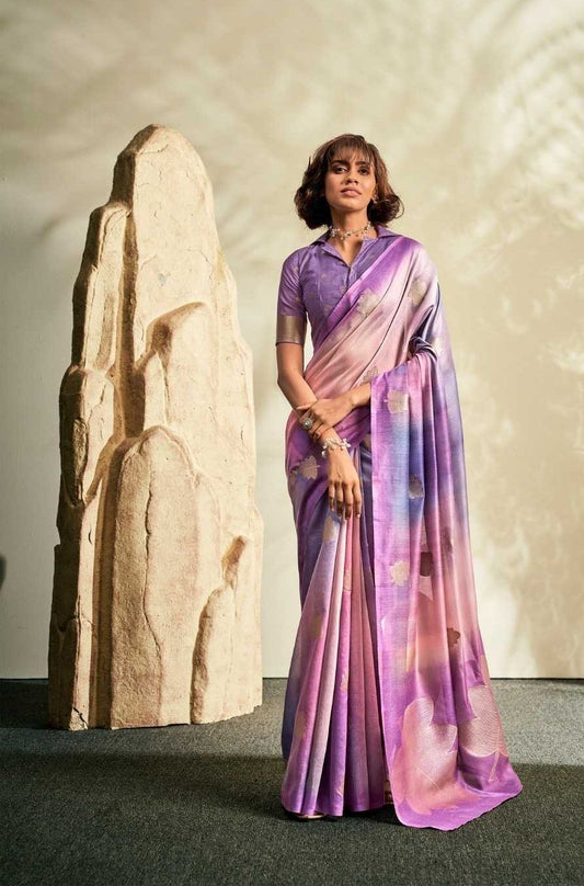 Purple Premium Soft Handloom Silk Saree – Elegant Heavy Weaving Designer Saree for Festive & Wedding Wear