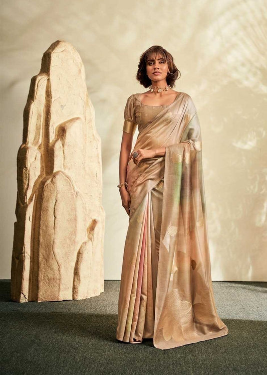Golden Premium Soft Handloom Silk Saree – Elegant Heavy Weaving Designer Saree for Festive & Wedding Wear