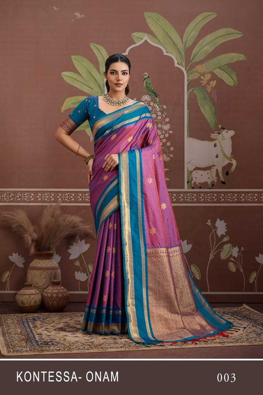 Purple Tussar Silk Handloom Weaving Saree with Rich Zari Border – Perfect for Festivals & Celebrations