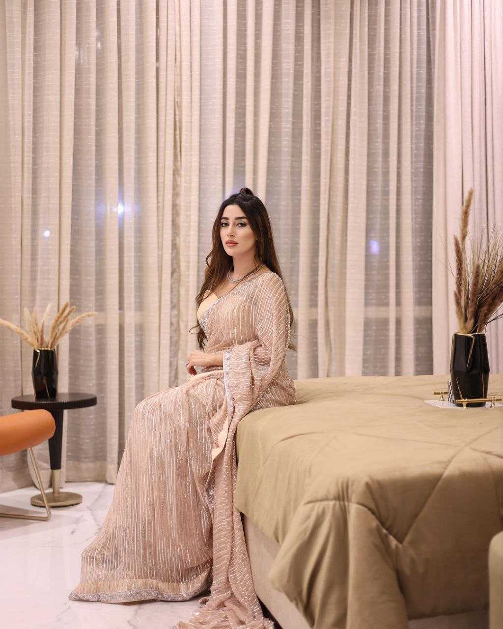 Premium Georgette Saree with 3mm Sequins Embroidery & Designer Lace Border | Party Wear Saree [Blush Pink]