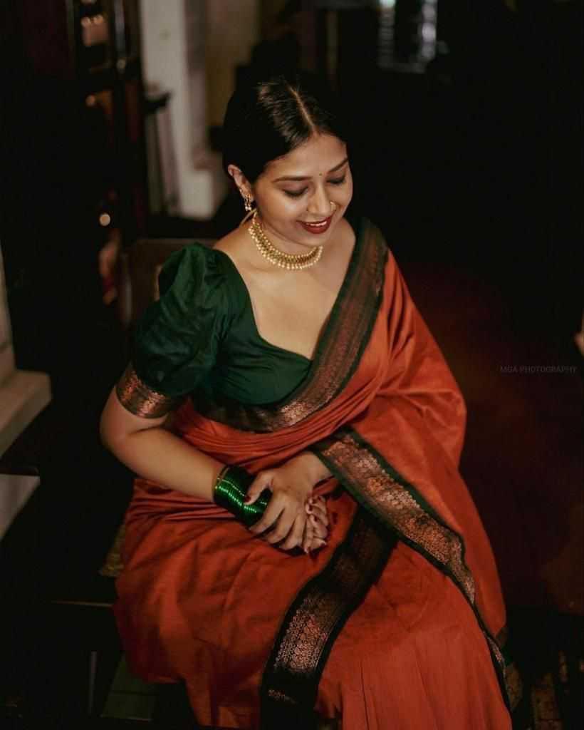 Orange Soft Lichi Silk Saree with Rich Pallu & All-Over Jacquard Weaving | Designer Traditional Silk Saree - House of ViDi