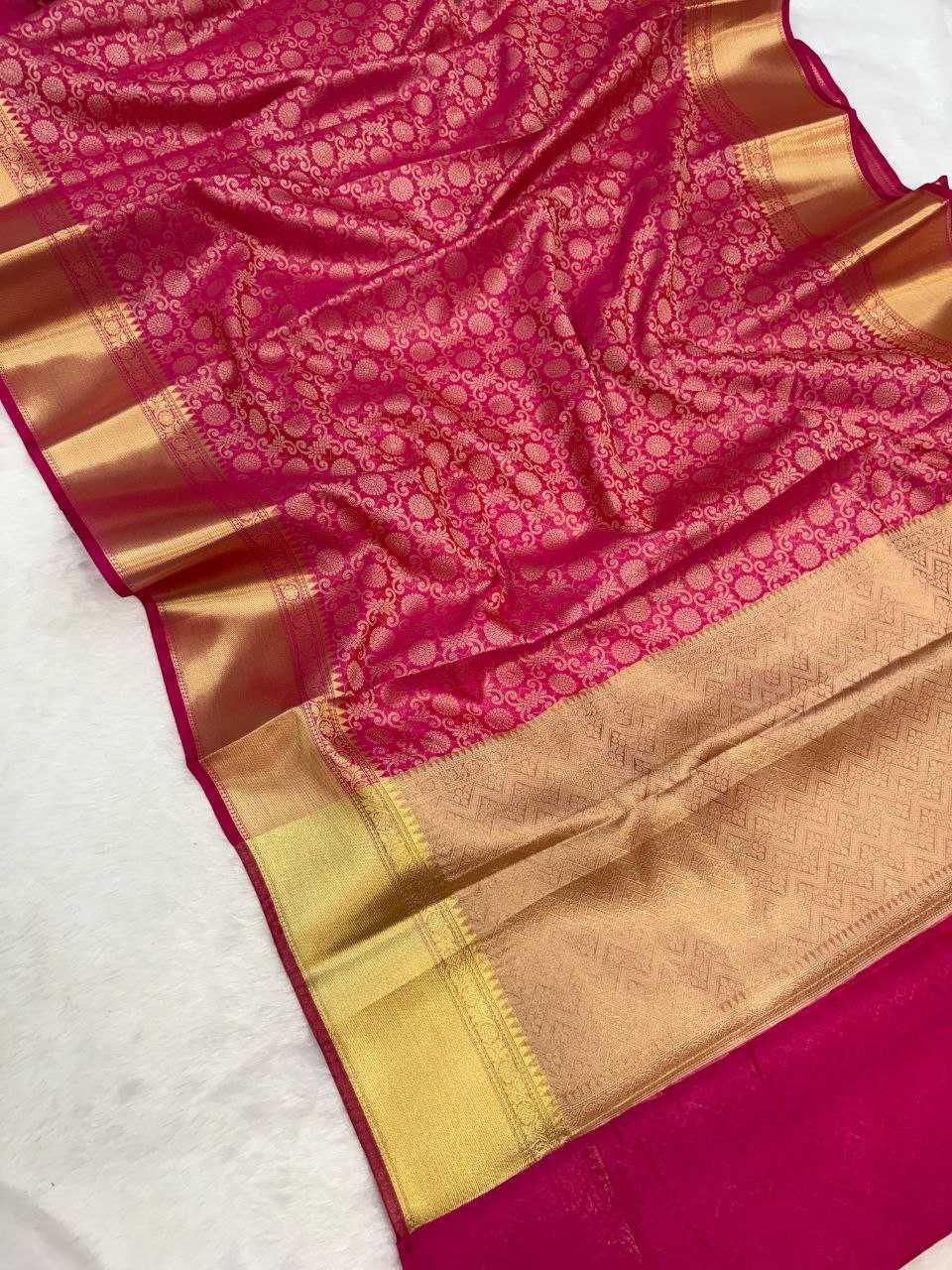 Shruti Haasan Inspired Pink Kanjivaram Tissue Silk Saree with Soft Zari Weaving & Brocade Blouse - House of ViDi