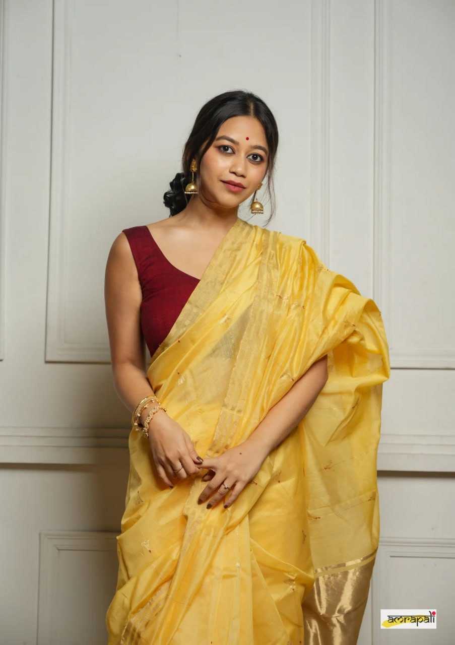Soft Cotton Silk Saree with Jacquard Weaving & Rich Pallu – Elegant Festive Wear with Unstitched Blouse [Yellow] - House of ViDi
