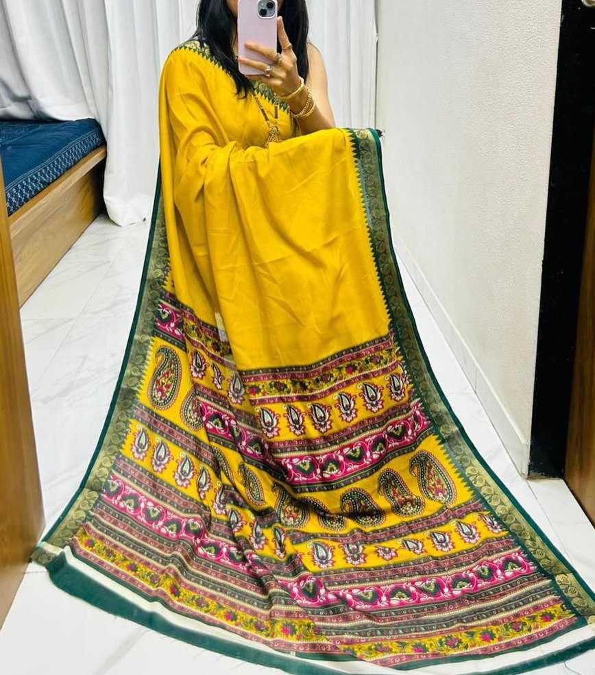 Green Dola Silk Kalamkari Inspired Designer Saree with Zari Woven Blouse - House of ViDi