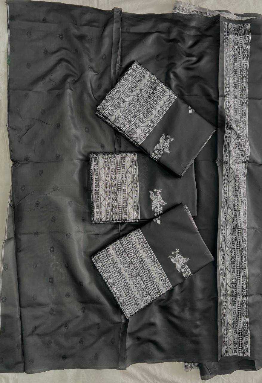 Pooja Hegde Soft Lichi Silk Saree with Jacquard Weaving – Celebrity-Inspired Elegance with Contrast Blouse - House of ViDi